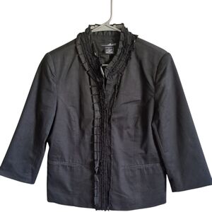 Willi Smith‎ Black Mix Ruffle Blazer Women's Size L
